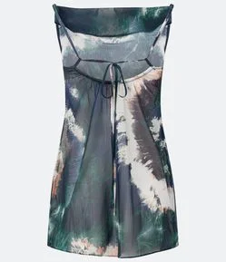 Saída de Praia Vestido em Crepe Tie Dye com Alcinhas