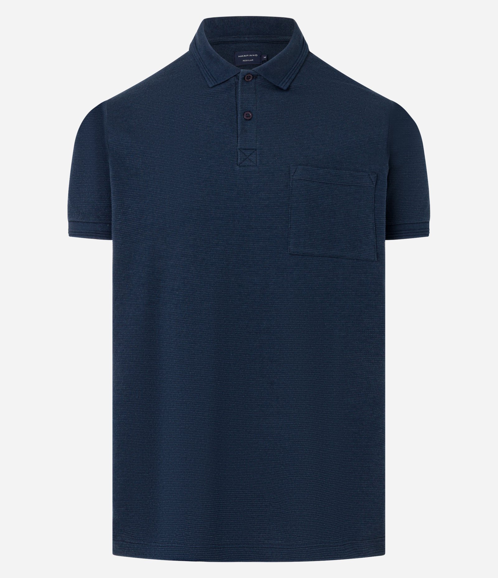 Camisa Polo Regular em Algodão com Bolso Texturizada Azul 1
