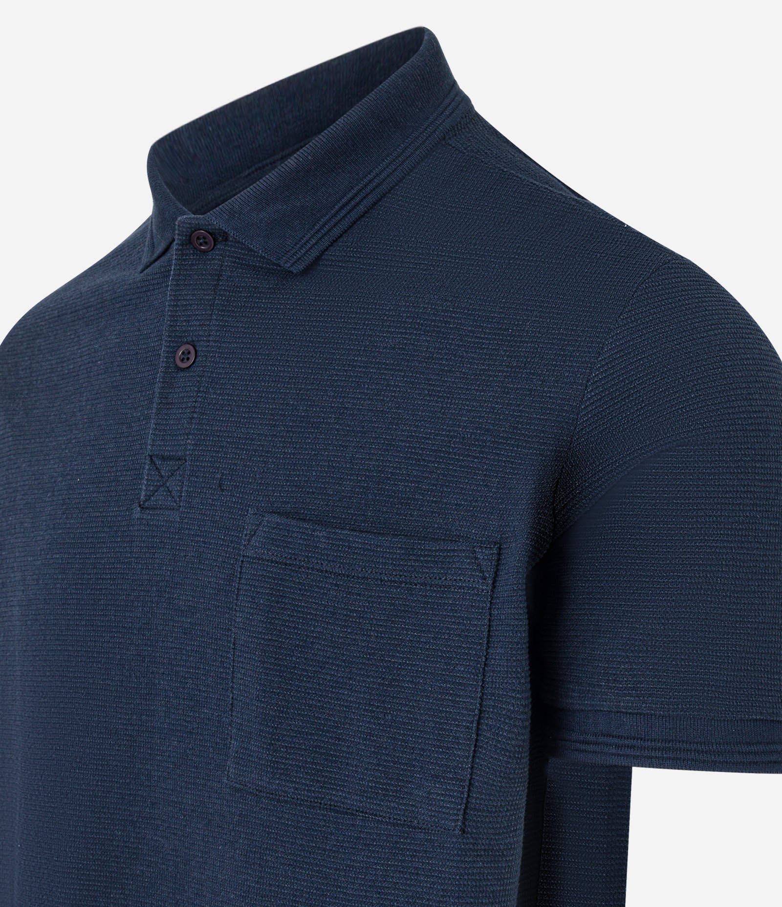 Camisa Polo Regular em Algodão com Bolso Texturizada Azul 2