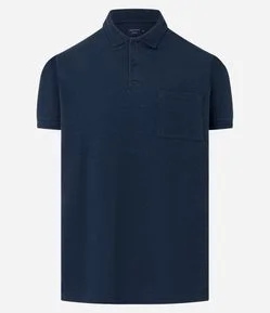 Camisa Polo Regular em Algodão com Bolso Texturizada