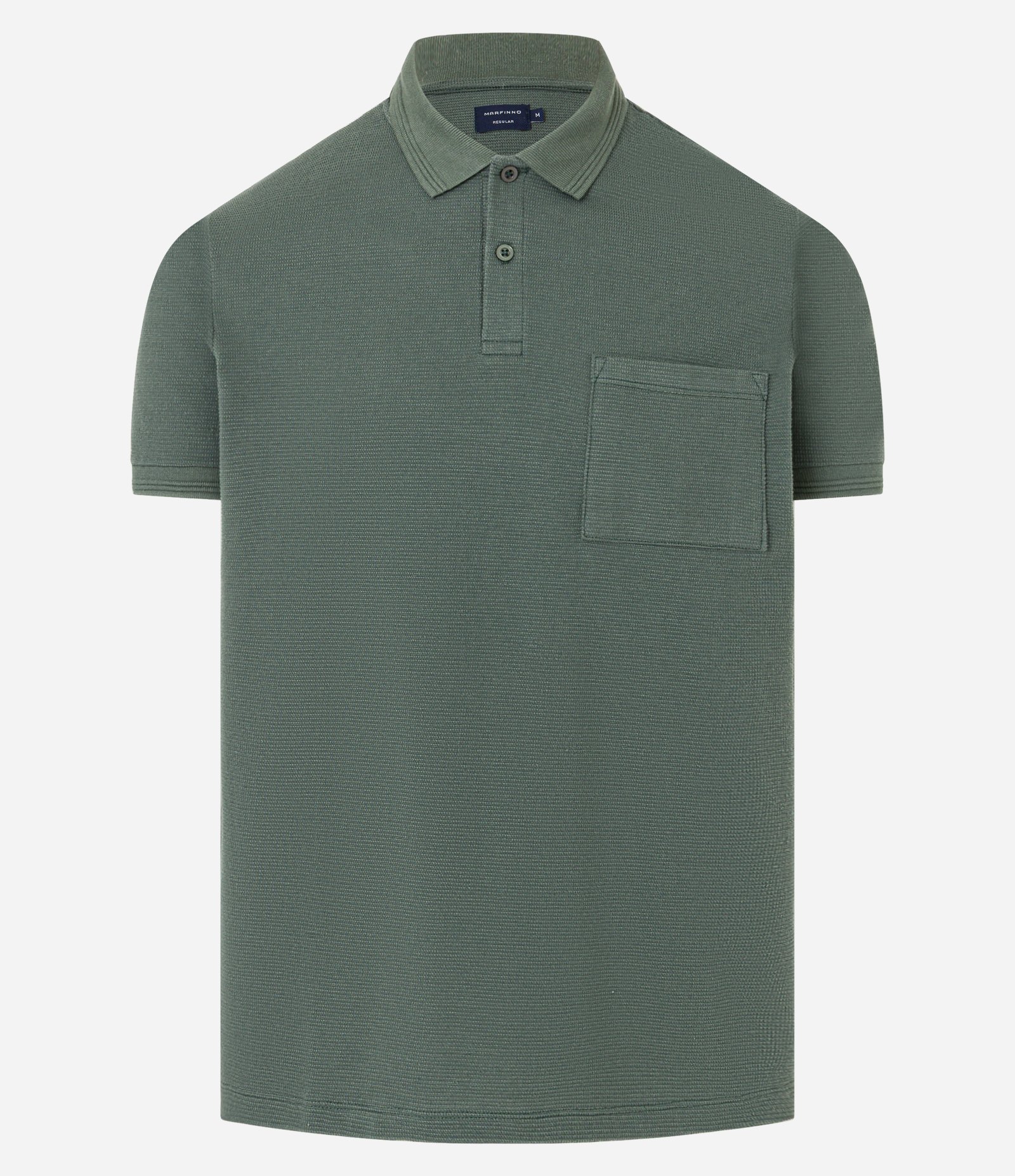 Camisa Polo Regular em Algodão com Bolso Texturizada Verde 1
