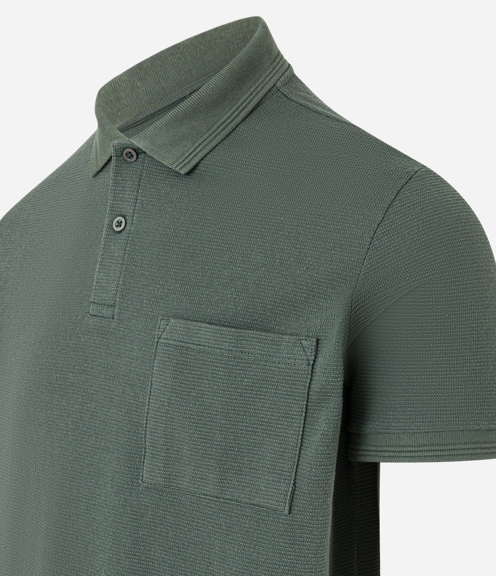 Camisa Polo Regular em Algodão com Bolso Texturizada Verde 2