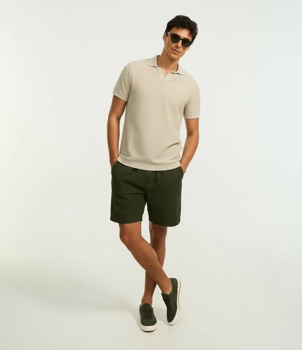 Camisa Polo Regular em Algodão com Textura