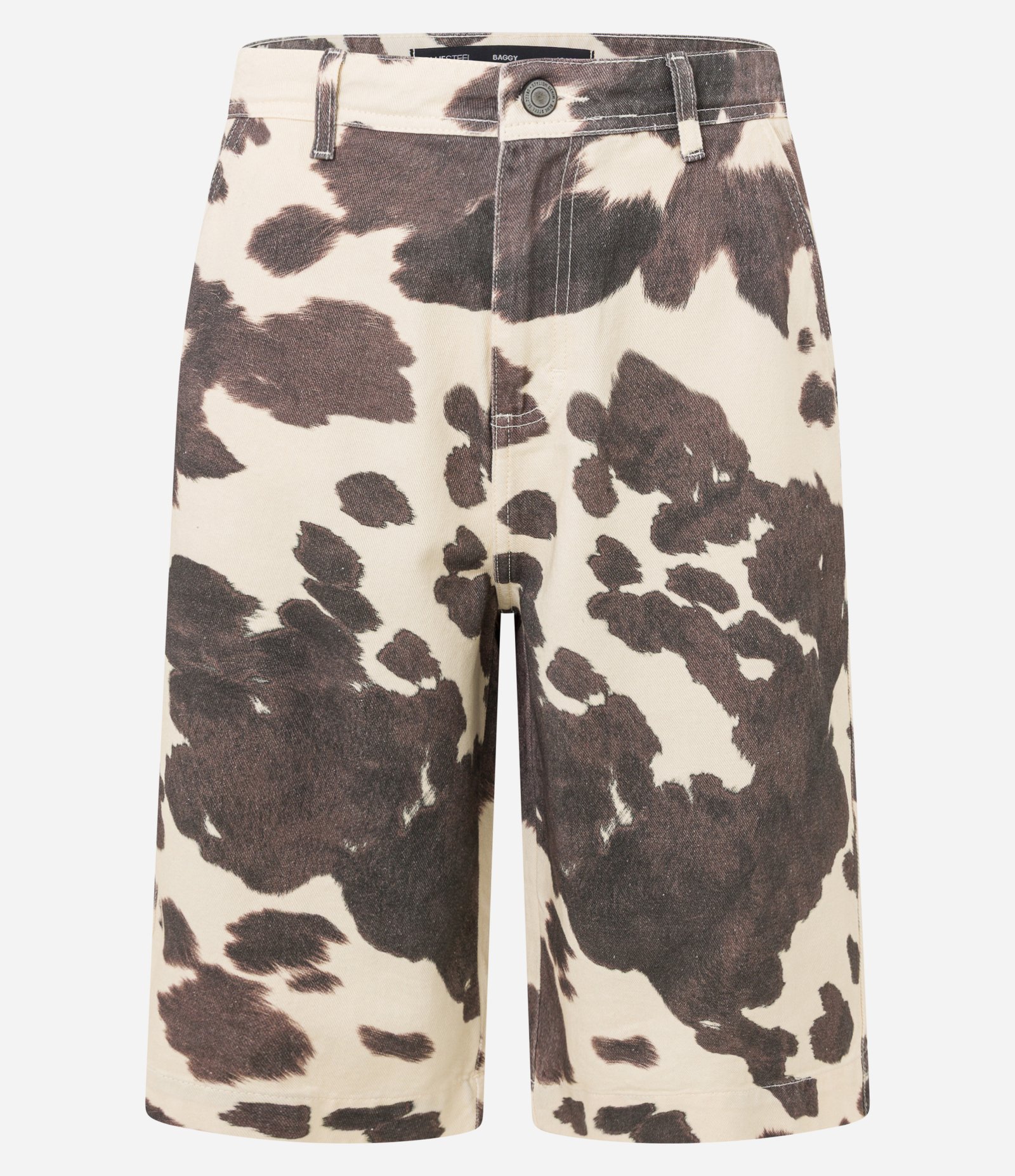 Bermuda Baggy em Sarja com Estampa Animal Print de Vaquinha Off White 7