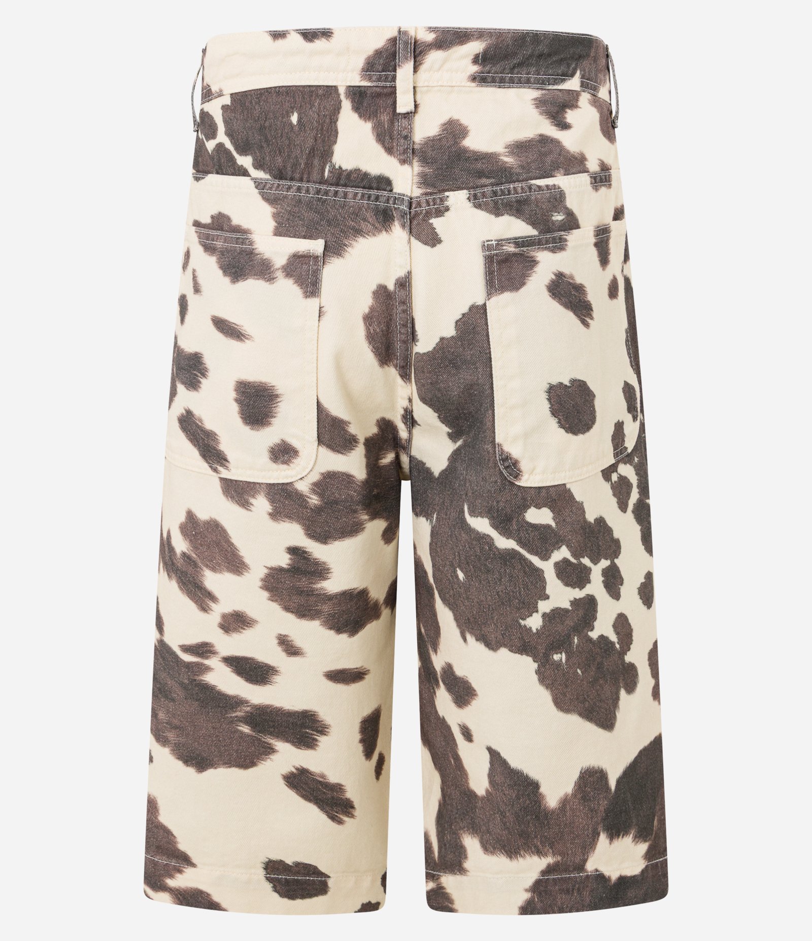 Bermuda Baggy em Sarja com Estampa Animal Print de Vaquinha Off White 8