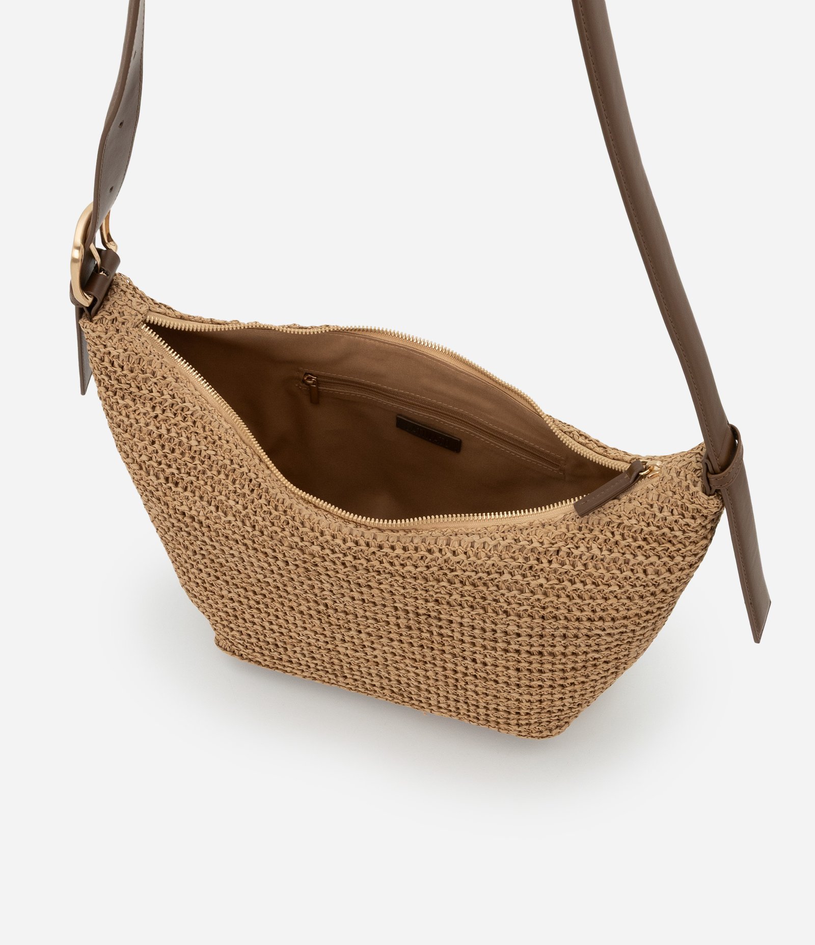 Bolsa Hobo Média com Efeito Ráfia e Alça Regulável
Boho Romântico Bege 4