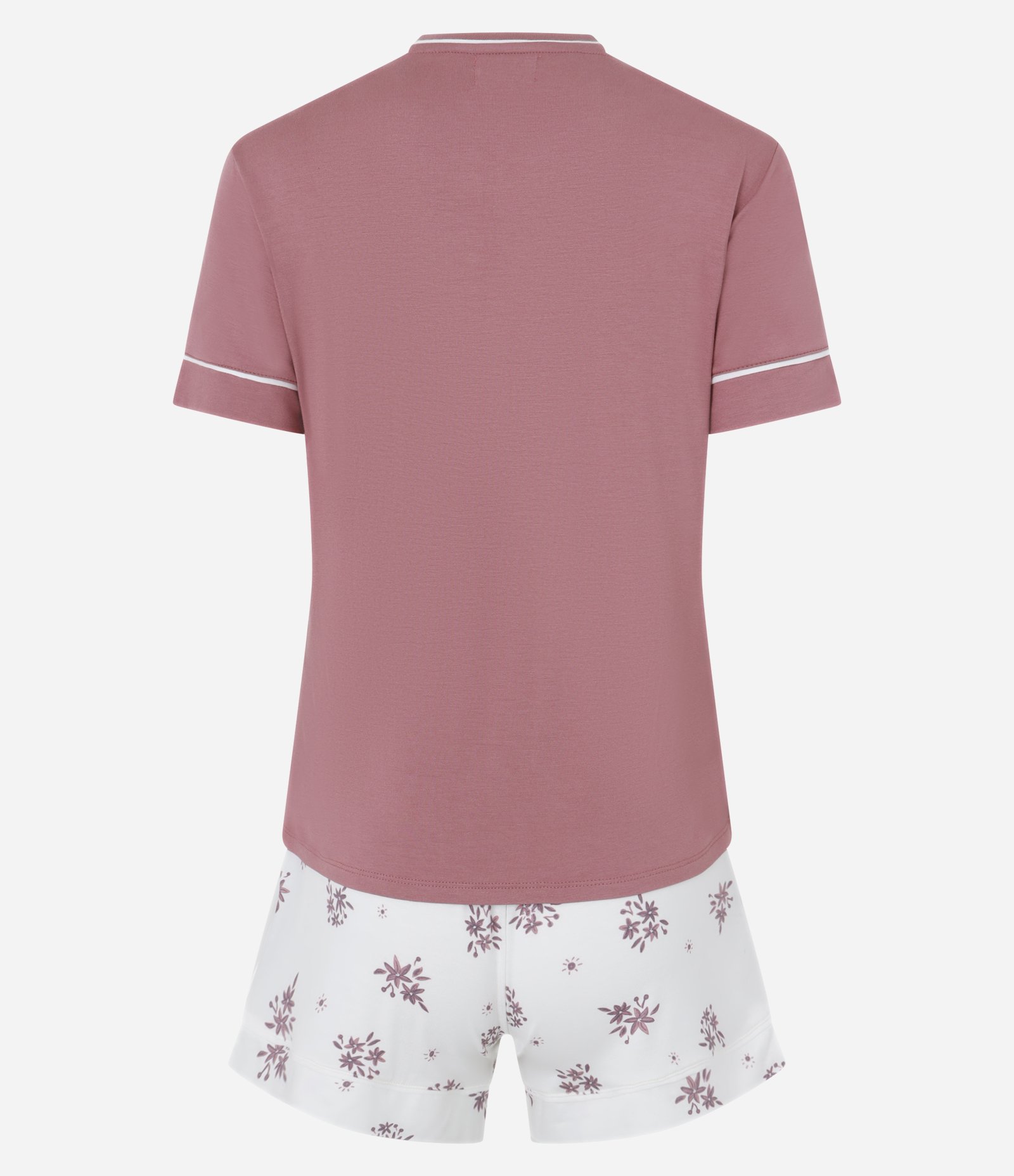 Pijama Short Doll em Viscose com Short Estampado Floral Branco/Rosa 5