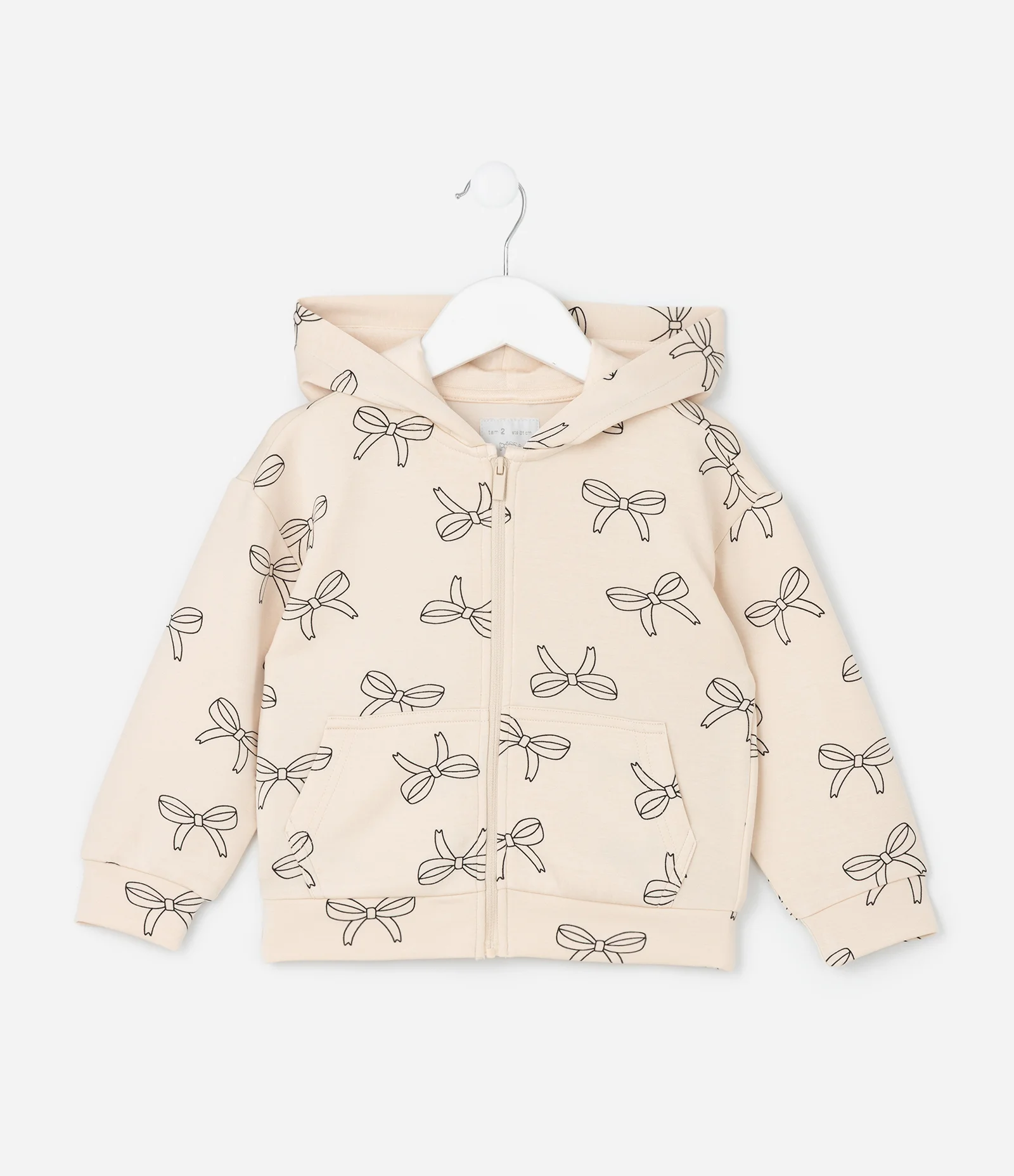 Jaqueta Infantil em  Moletinho com Estampa de Laços - Tam 1 a 6 Anos Bege 2