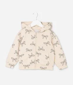 Jaqueta Infantil em  Moletinho com Estampa de Laços - Tam 1 a 6 Anos