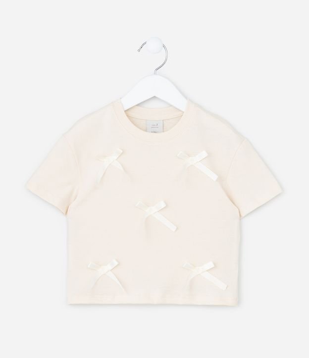 Blusa Infantil com Lacinhos Aplicados - Tam 1 a 6 Anos