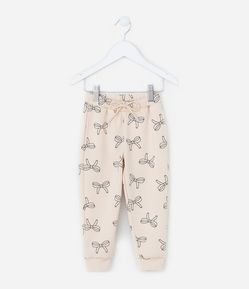 Calça Infantil Jogger com Estampa de Laços - Tam 1 a 6 Anos