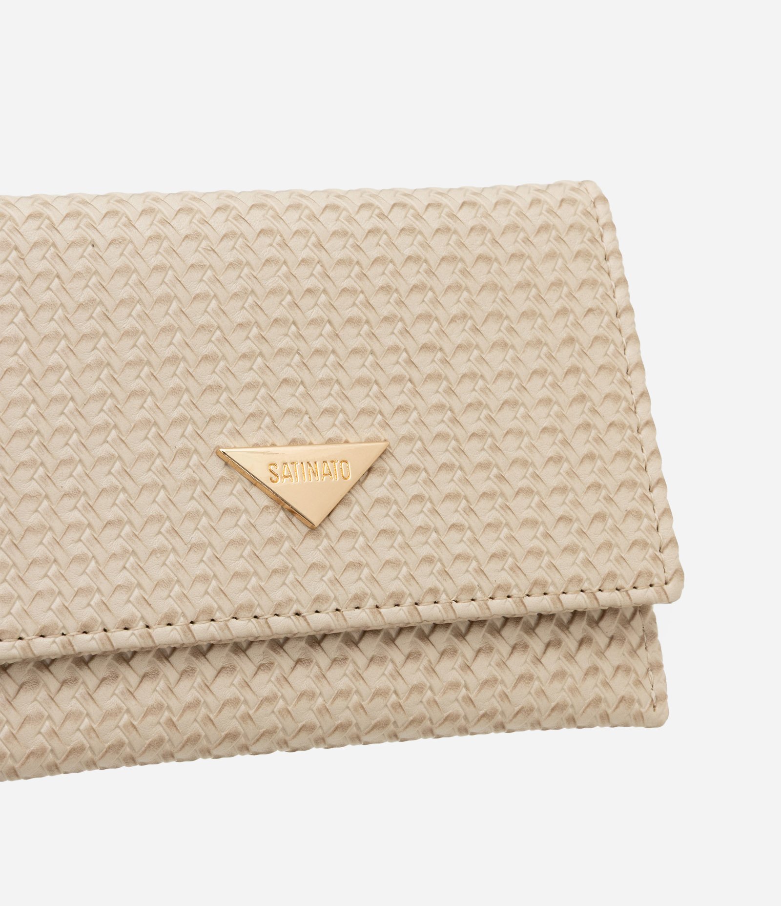 Carteira Envelope Pequena com Efeito Tressê Boho Romântico Bege 4