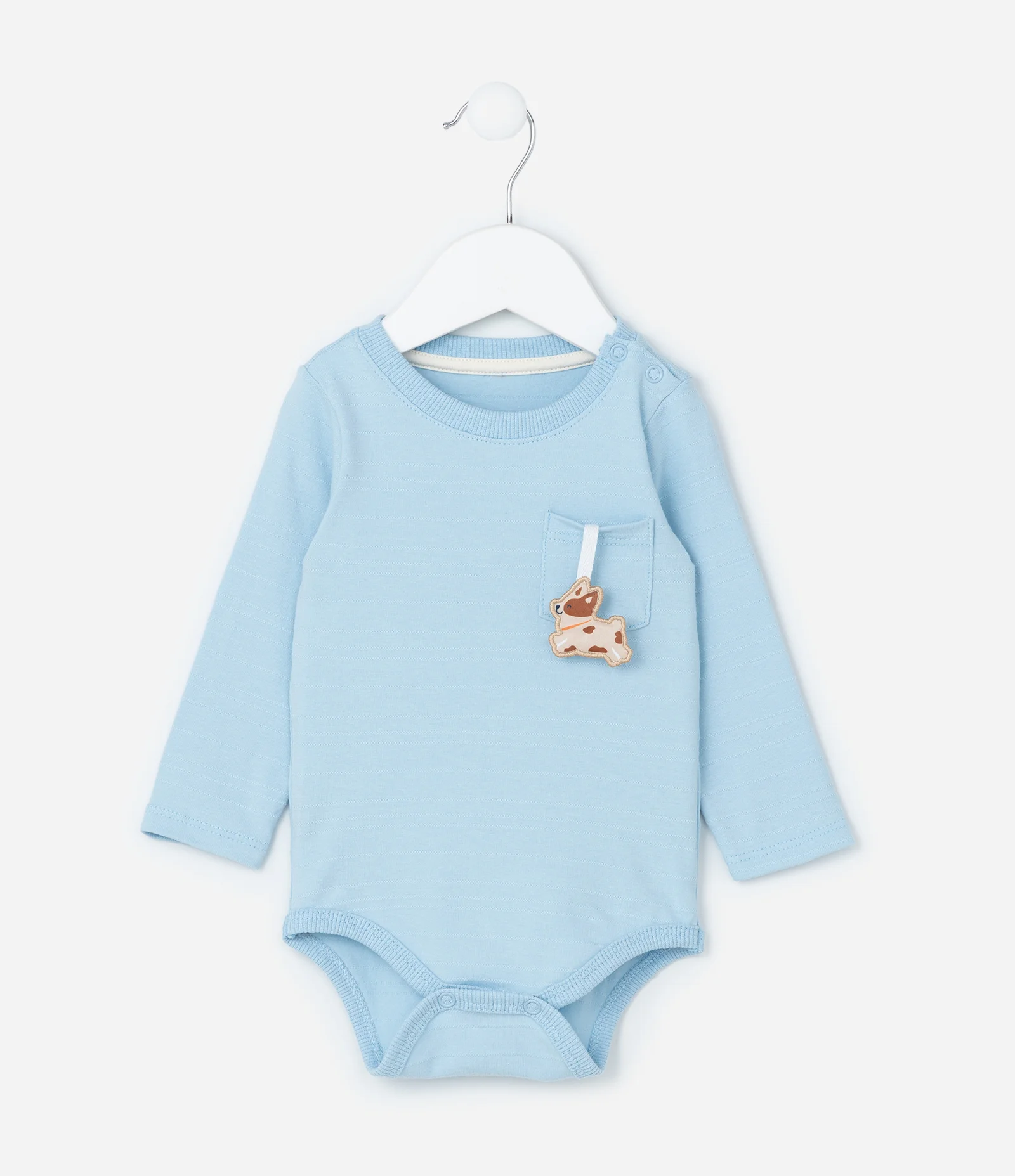 Body Infantil Texturizado com Bolsinho Interativo - Tam RN a 18 meses Azul 1