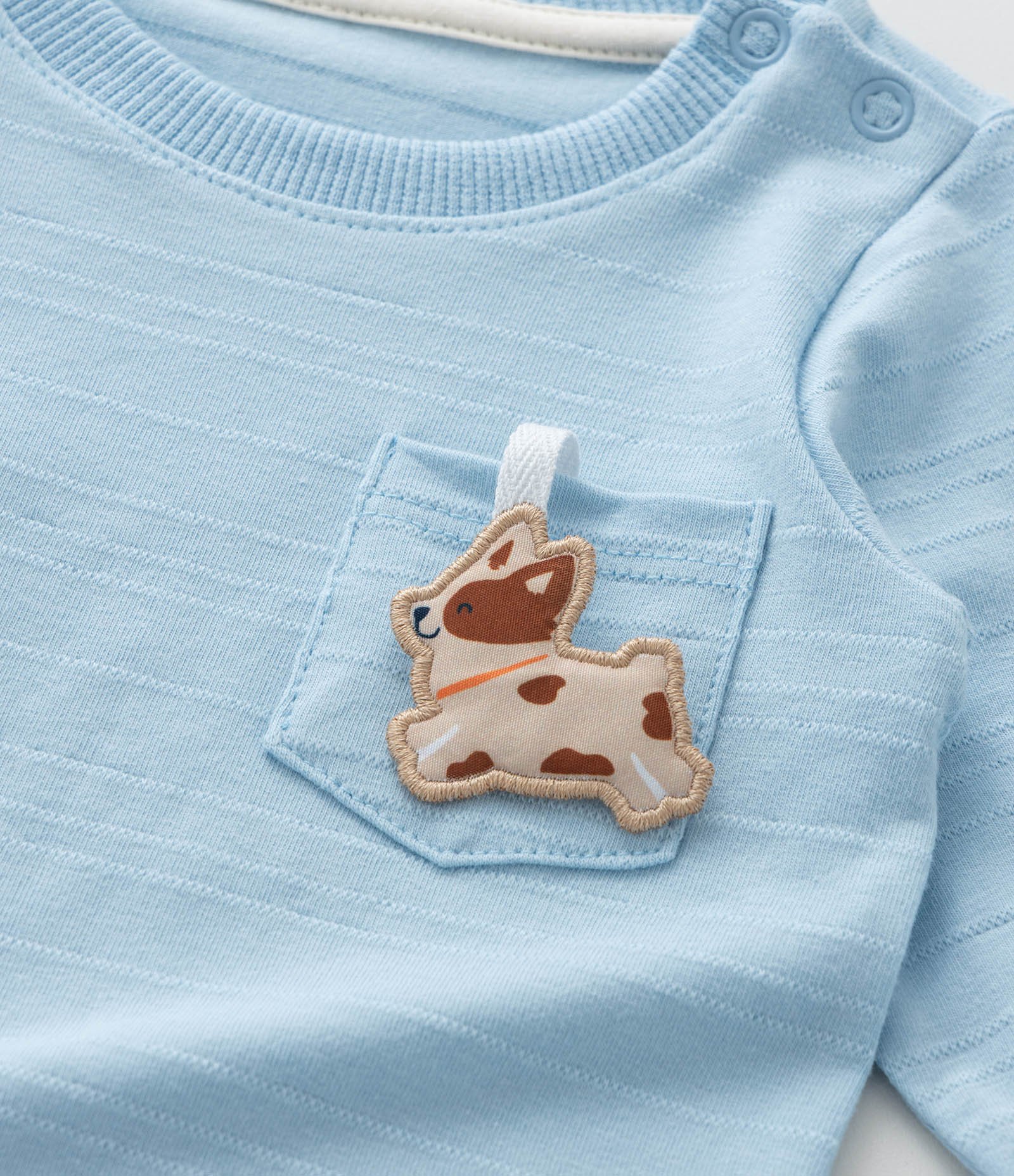 Body Infantil Texturizado com Bolsinho Interativo - Tam RN a 18 meses Azul 6