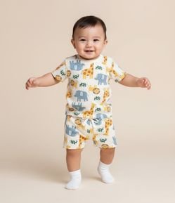 Conjunto Infantil com Estampa de Bichinhos - Tam RN a 18 meses
