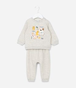 Conjunto Bebê com Estampa Animais em Moletom – Tam RN a 18 Meses