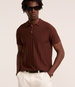 Camisa Polo em Tricô com Textura Vertical