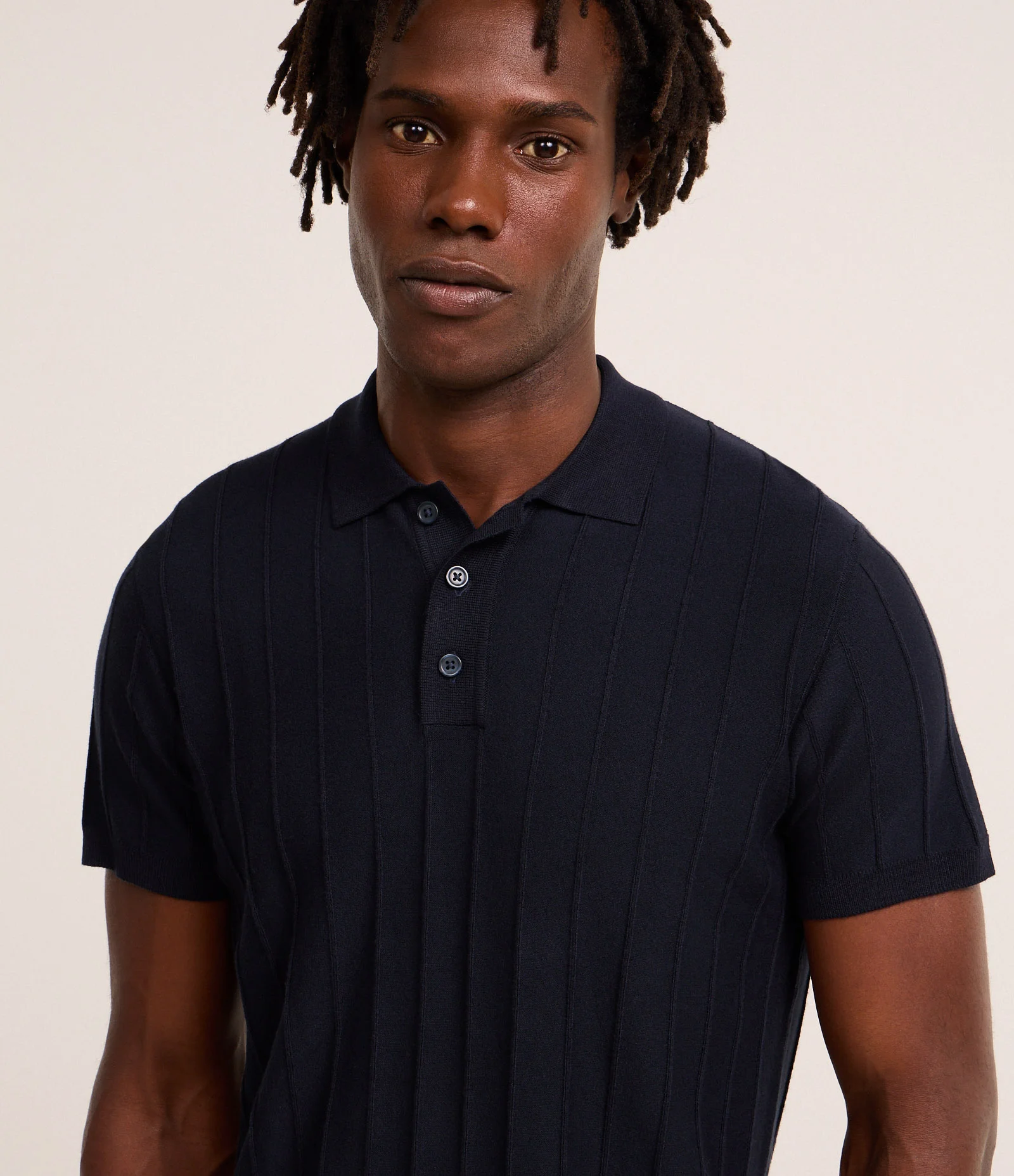 Camisa Polo em Tricô com Textura Vertical Azul 5