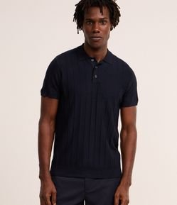 Camisa Polo em Tricô com Textura Vertical