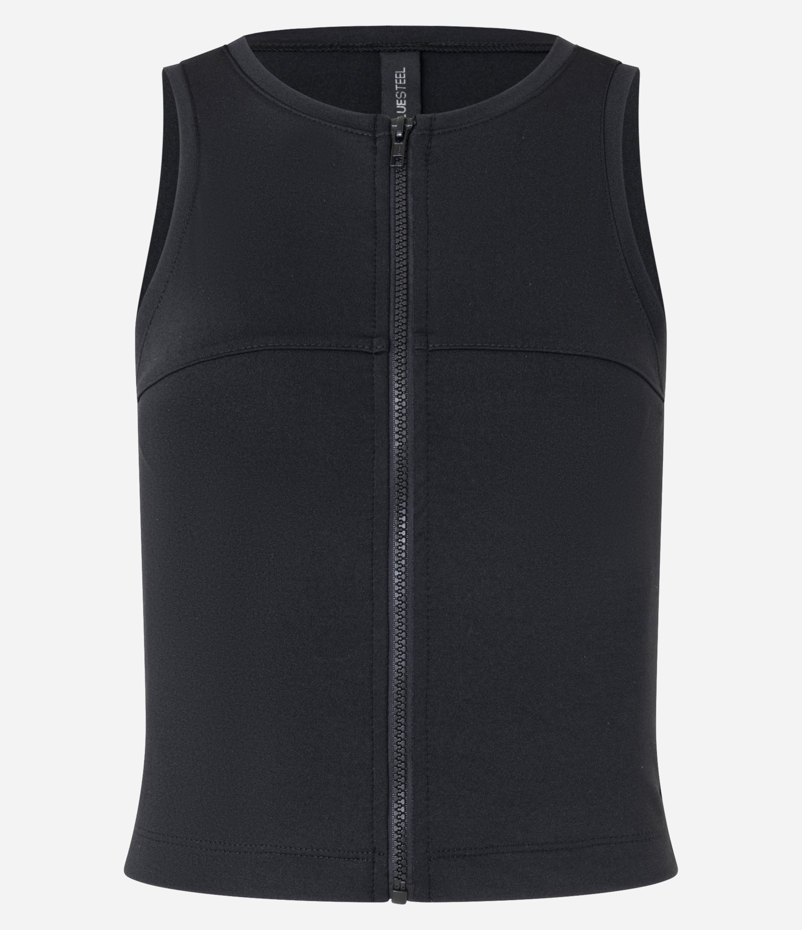 Blusa em Microfibra sem Manga e com Zíper Frontal Preto 4