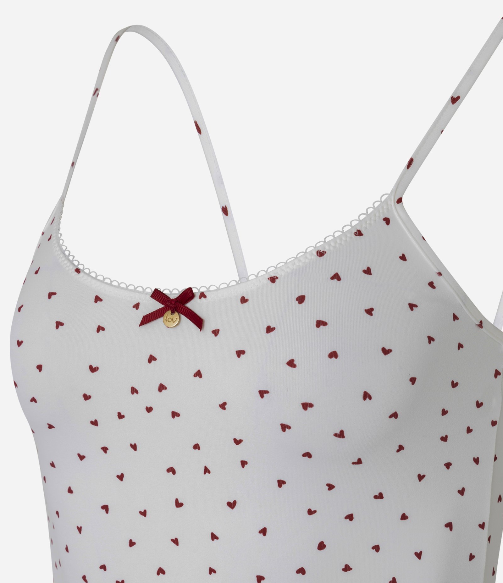 Blusa de Pijama Alcinha em Microfibra com Estampa de Mini Corações Branco/Vermelho 6