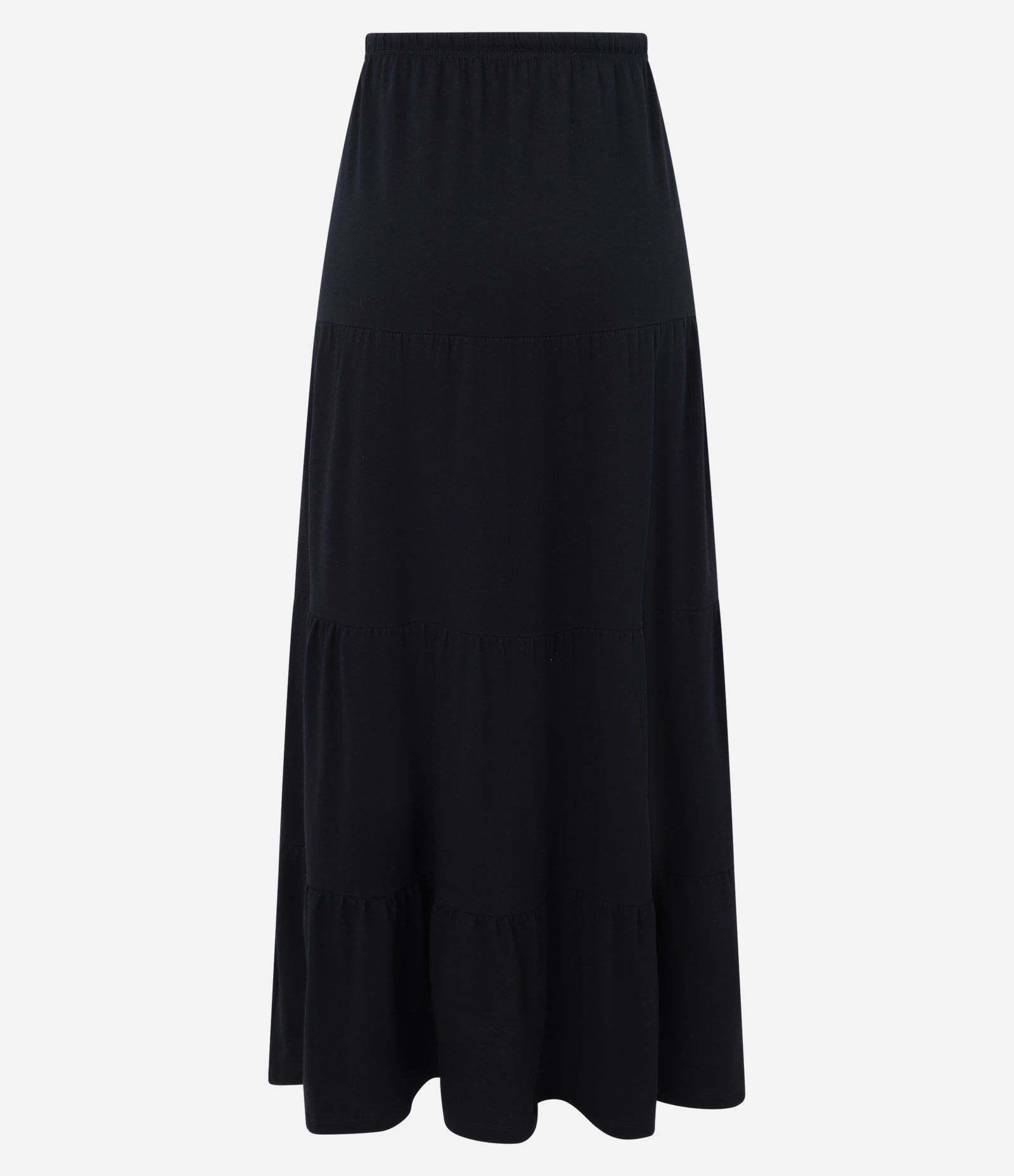 Saia Evasê em Algodão com Babado na Barra Preto 6