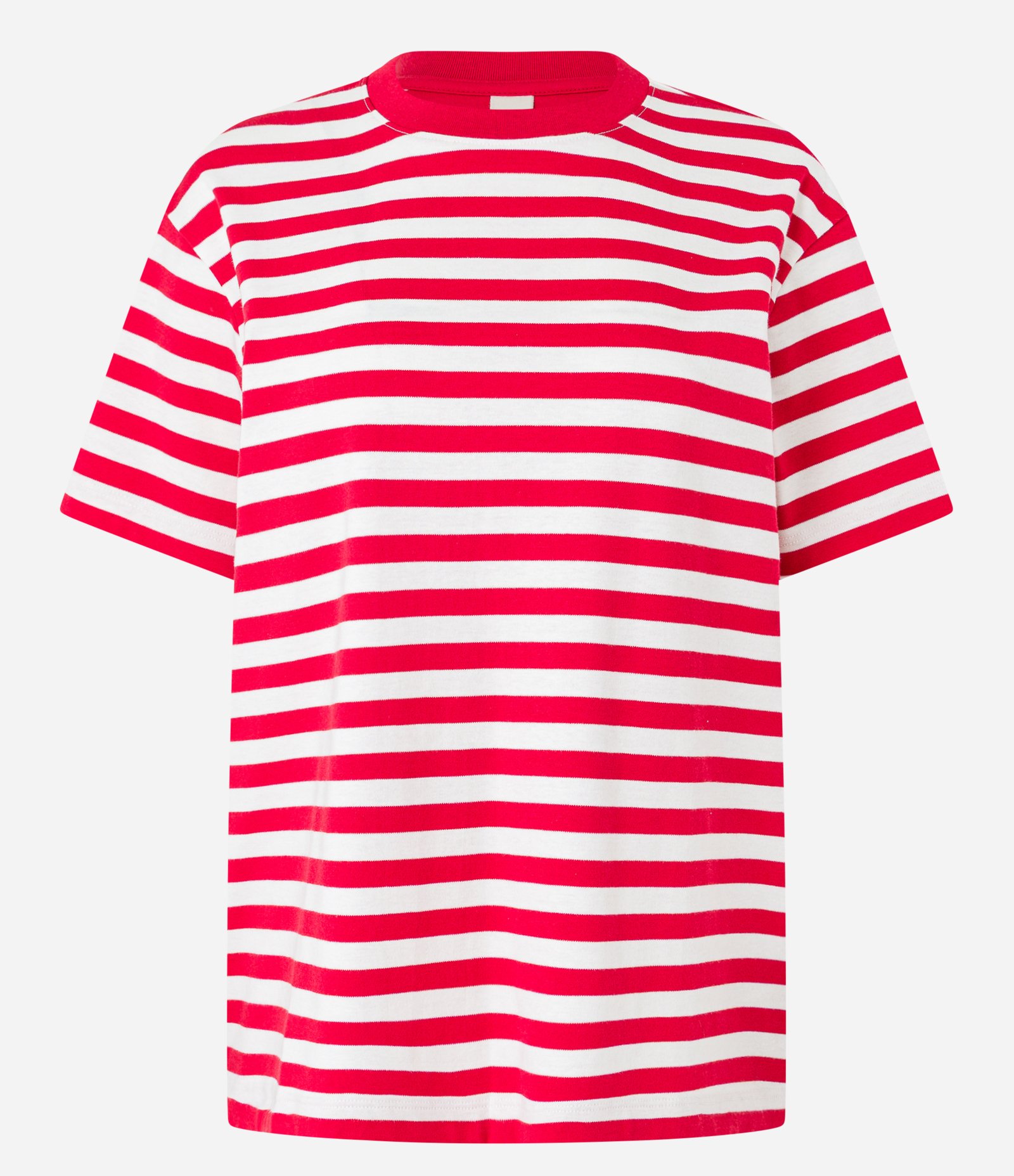 Camiseta Oversized em Algodão Peruano com Listras Horizontais Vermelho/Branco 5