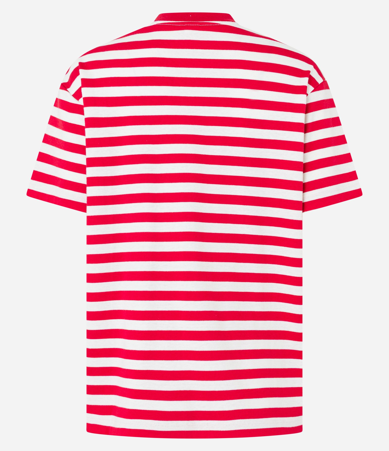 Camiseta Oversized em Algodão Peruano com Listras Horizontais Vermelho/Branco 6