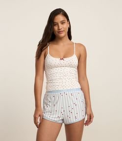 Short de Pijama Listrado com Cós Elástico