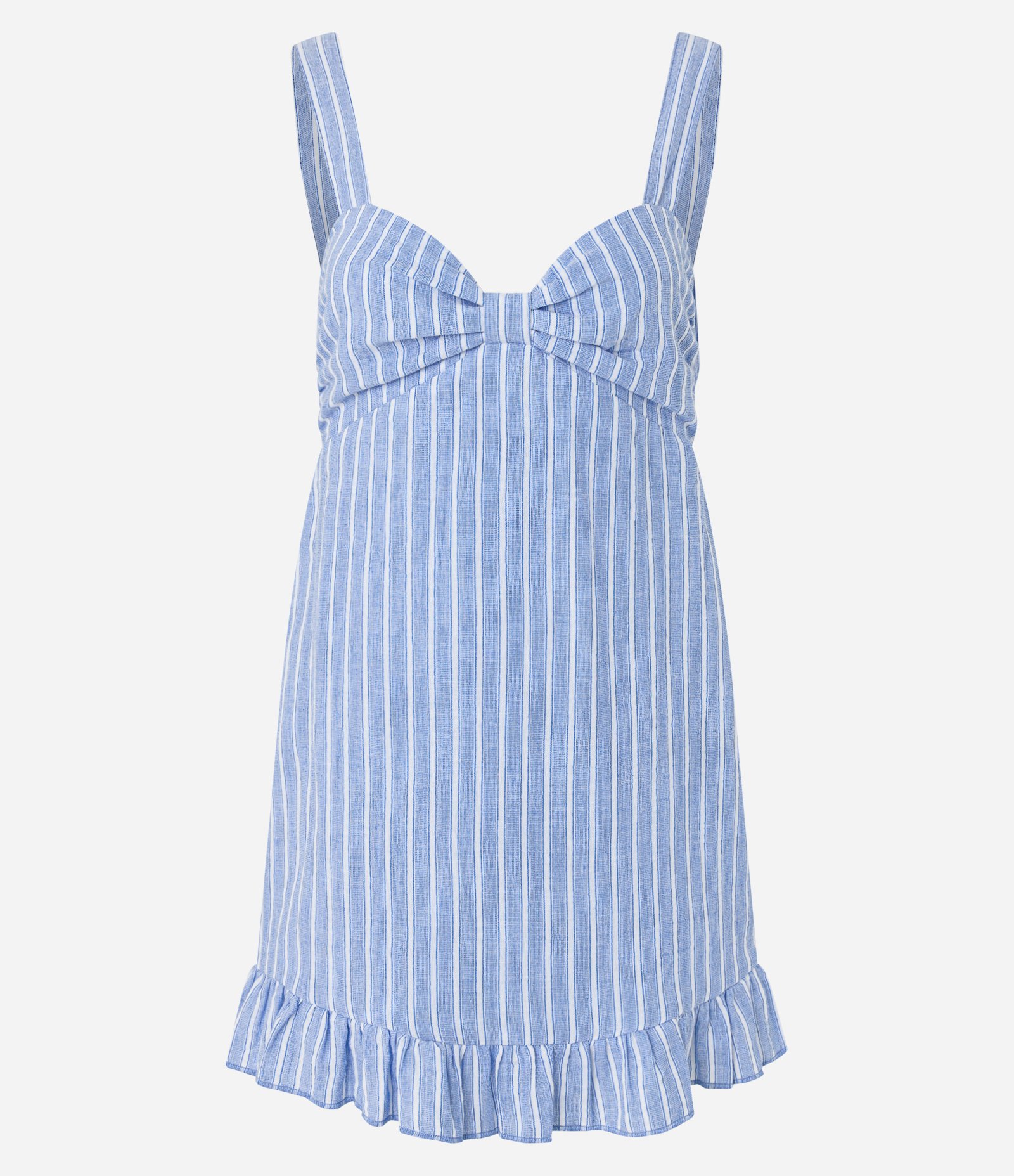 Vestido Curto com Listras Finas e Decote Coração Azul 6