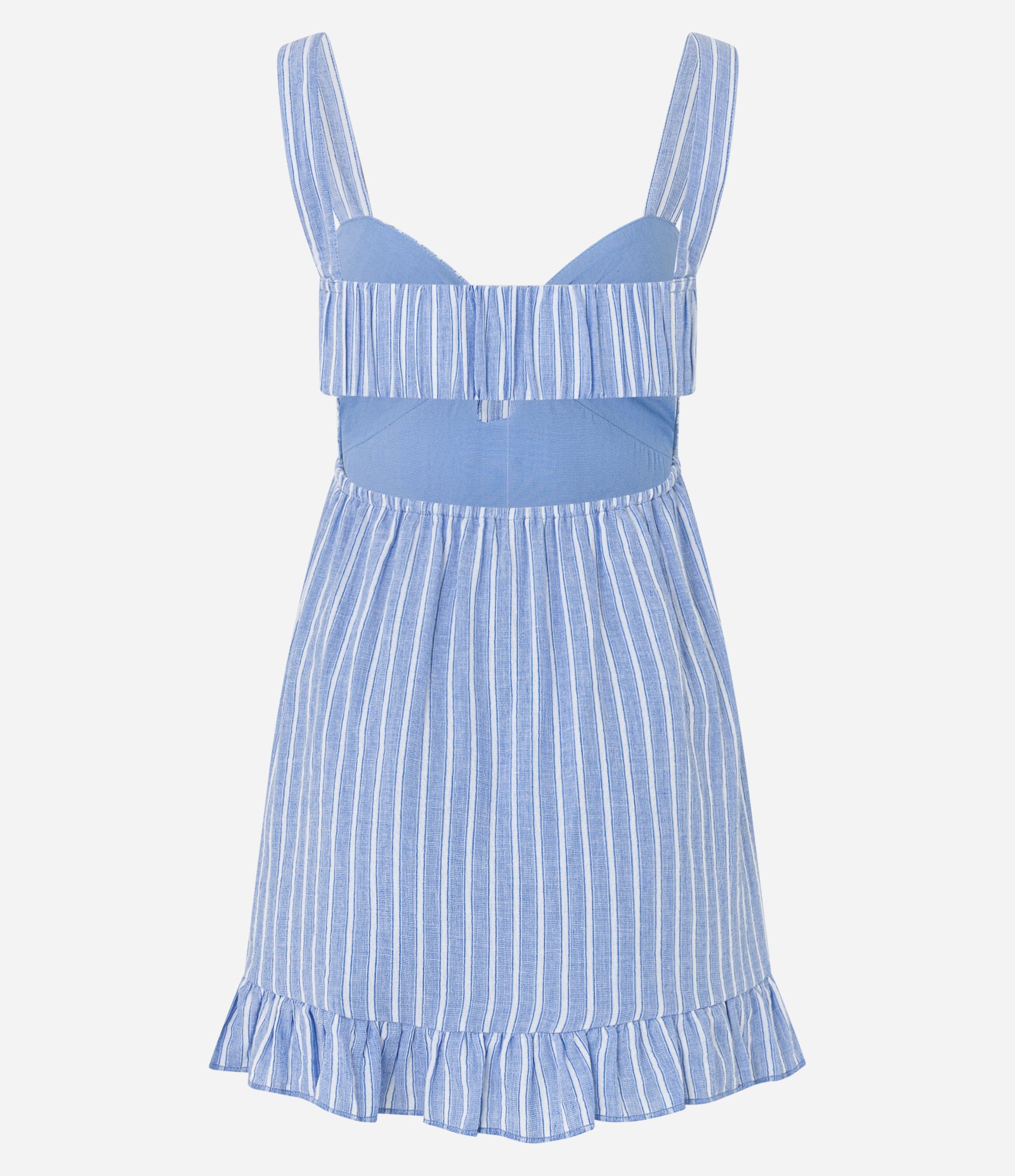 Vestido Curto com Listras Finas e Decote Coração Azul 7