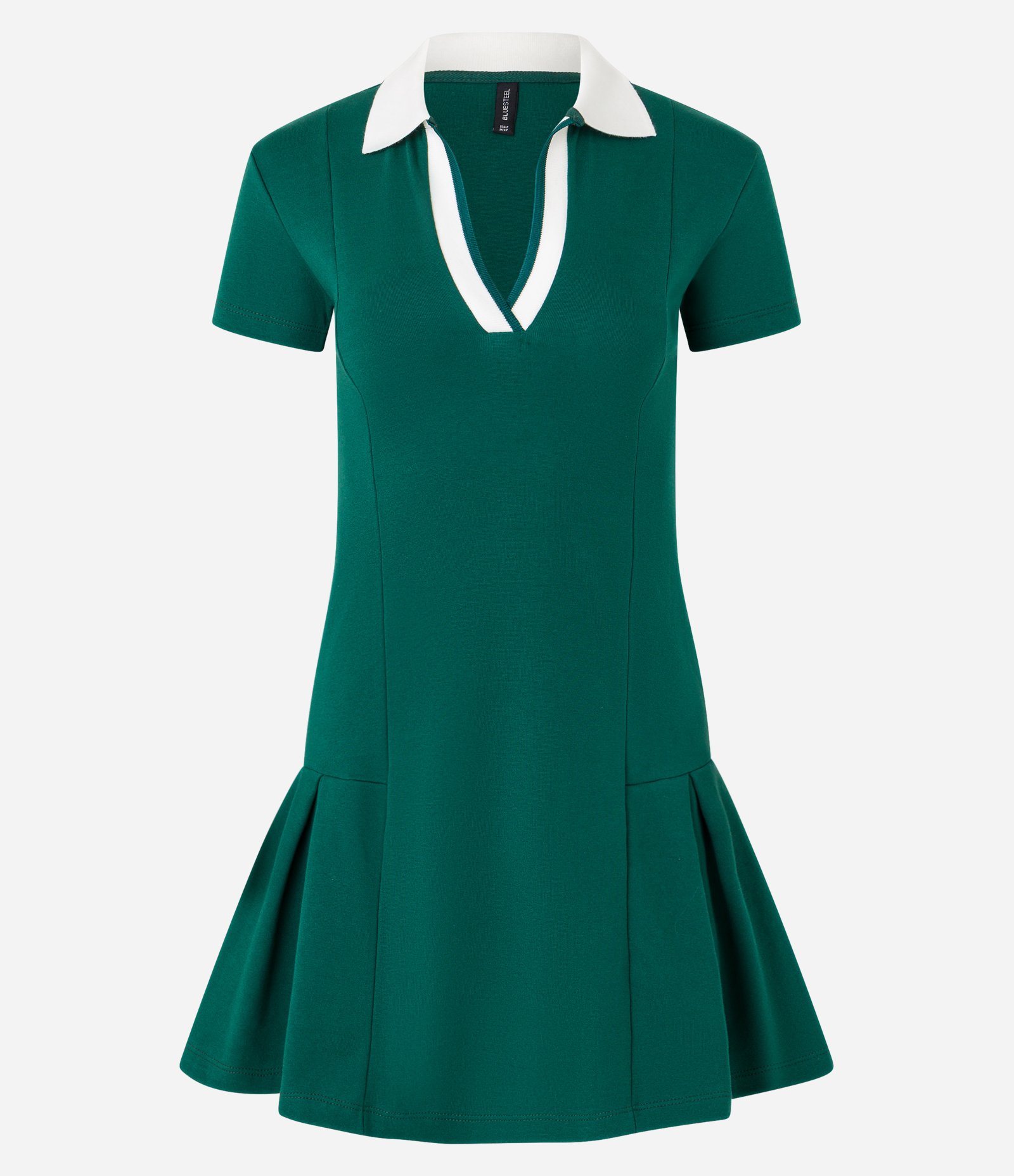 Vestido Curto Sportcore em Ribana com Gola Polo Contrastante Verde 5