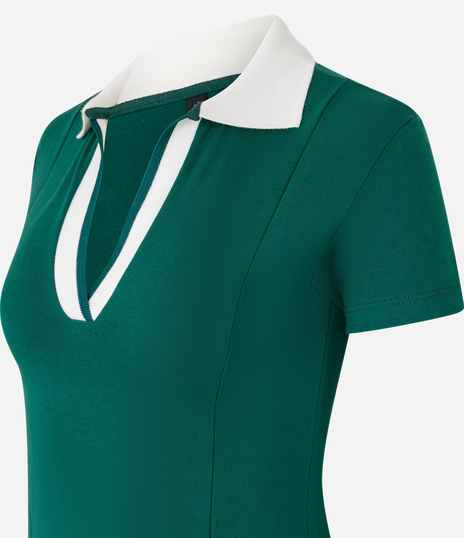 Vestido Curto Sportcore em Ribana com Gola Polo Contrastante Verde 6