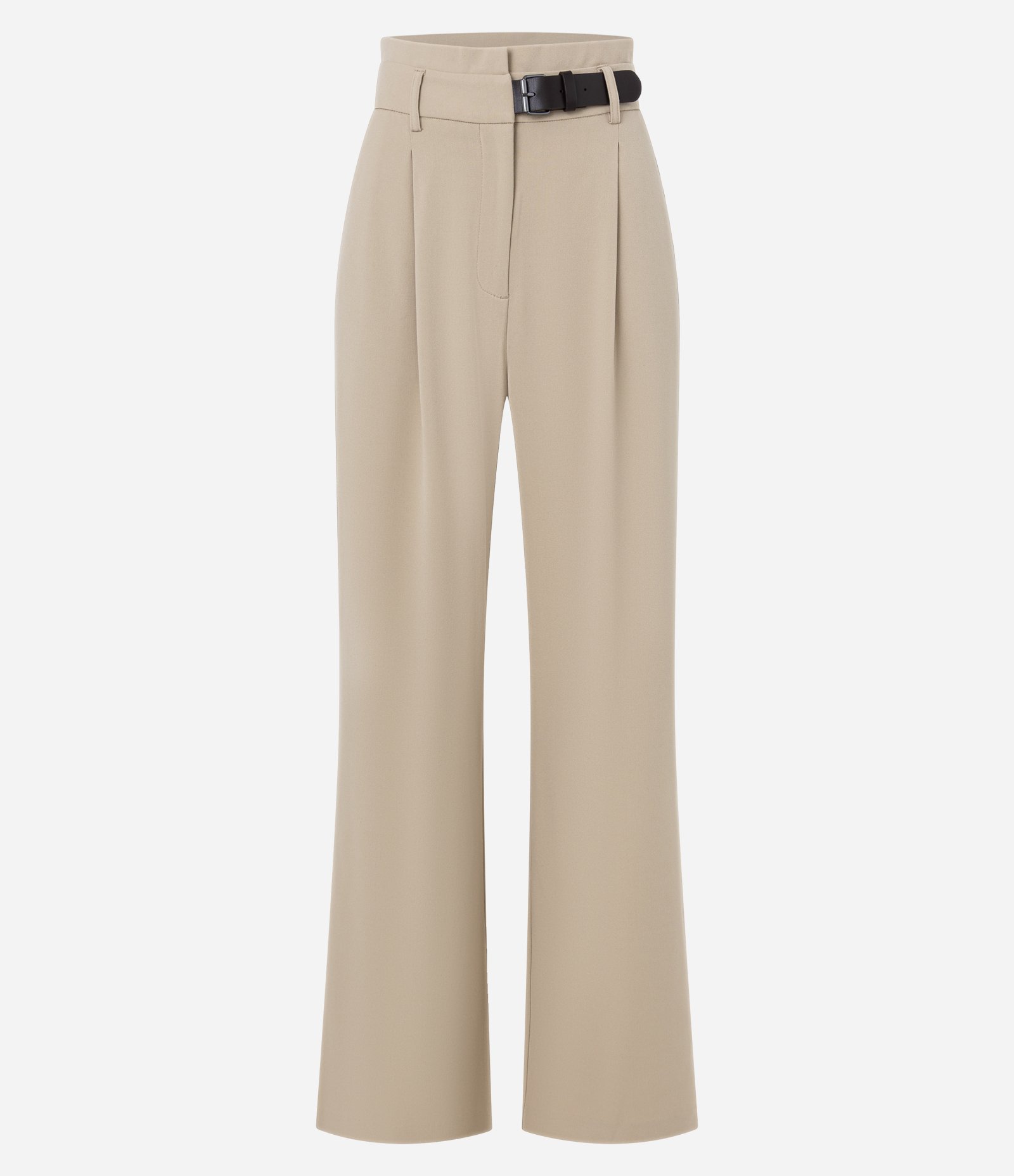 Calça Reta Alfaiatada com Meio Cinto Embutido Bege 6