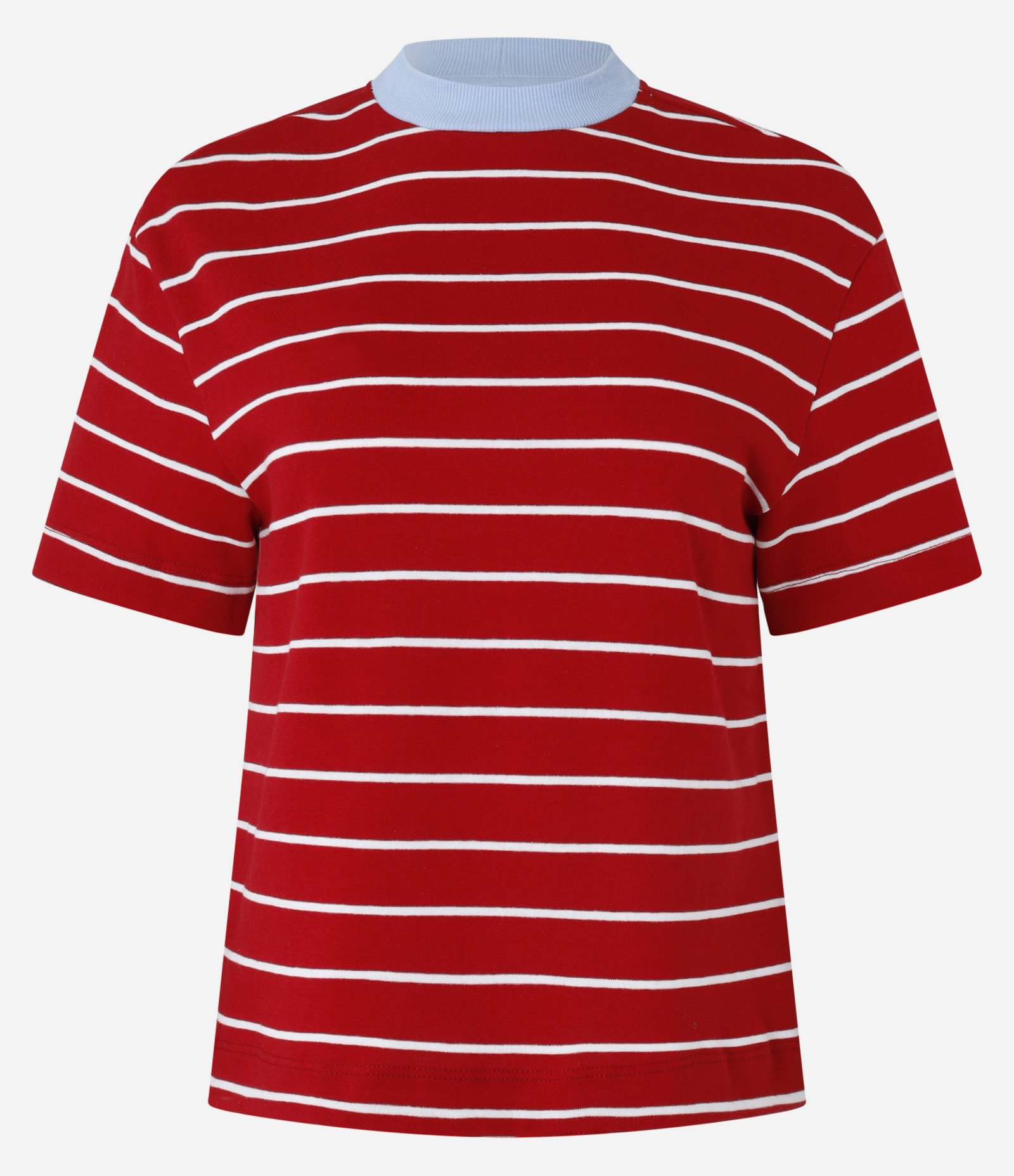 Camiseta Listrada em Malhão com Gola Contrastante Vermelho 7