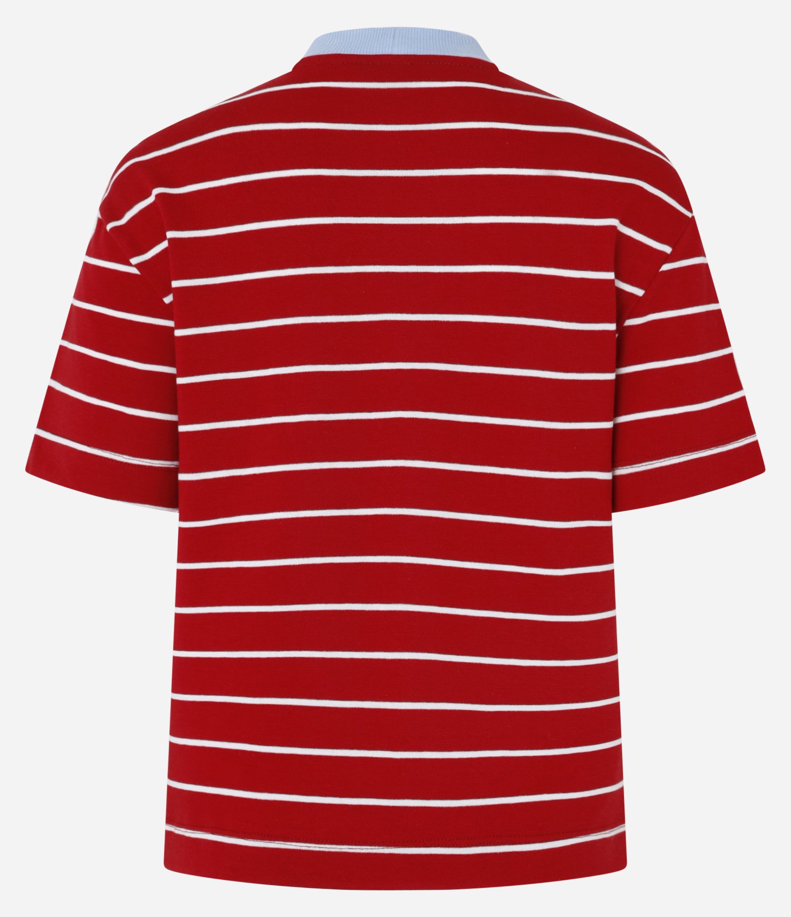 Camiseta Listrada em Malhão com Gola Contrastante Vermelho 8
