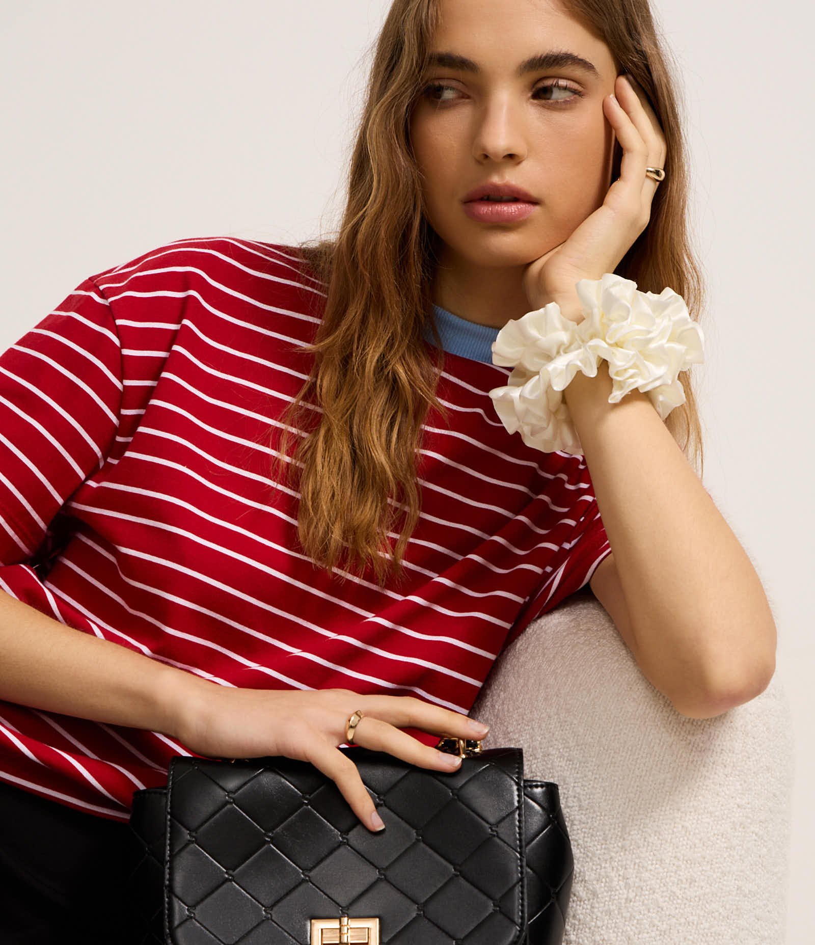 Camiseta Listrada em Malhão com Gola Contrastante Vermelho 6