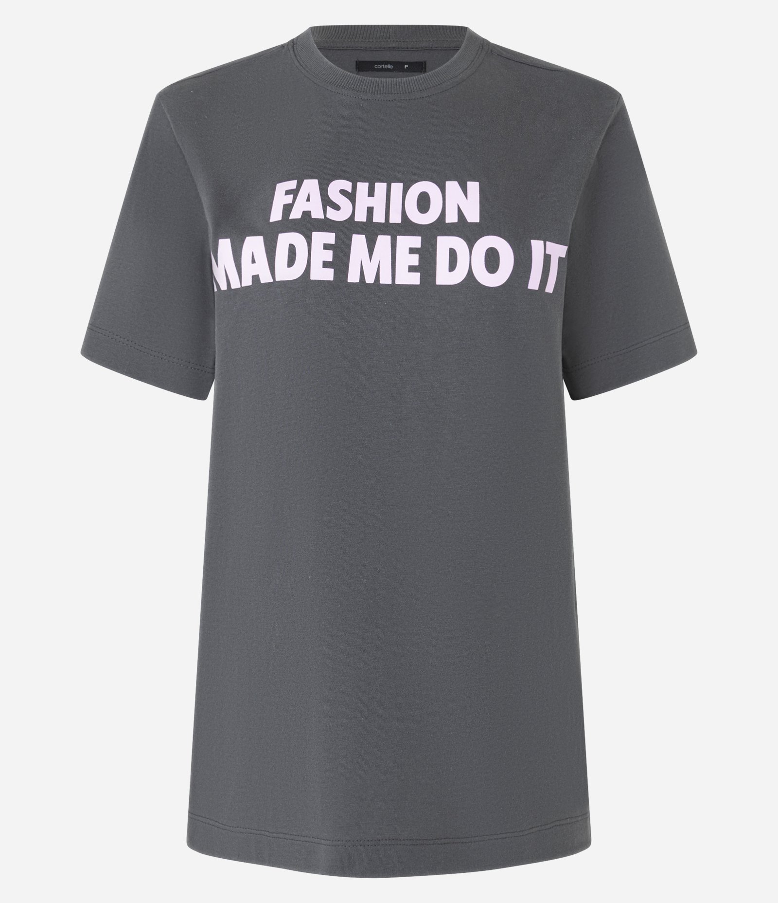 Camiseta com Lettering Fashion Made Me Do It CInza Escuro 5