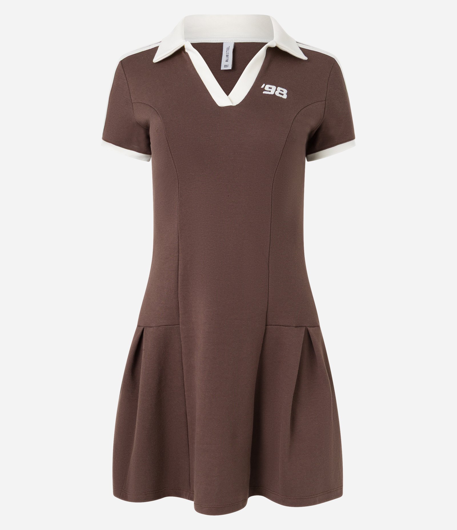 Vestido Curto em Ribana com Gola Polo e Bordado 98 Marrom 5