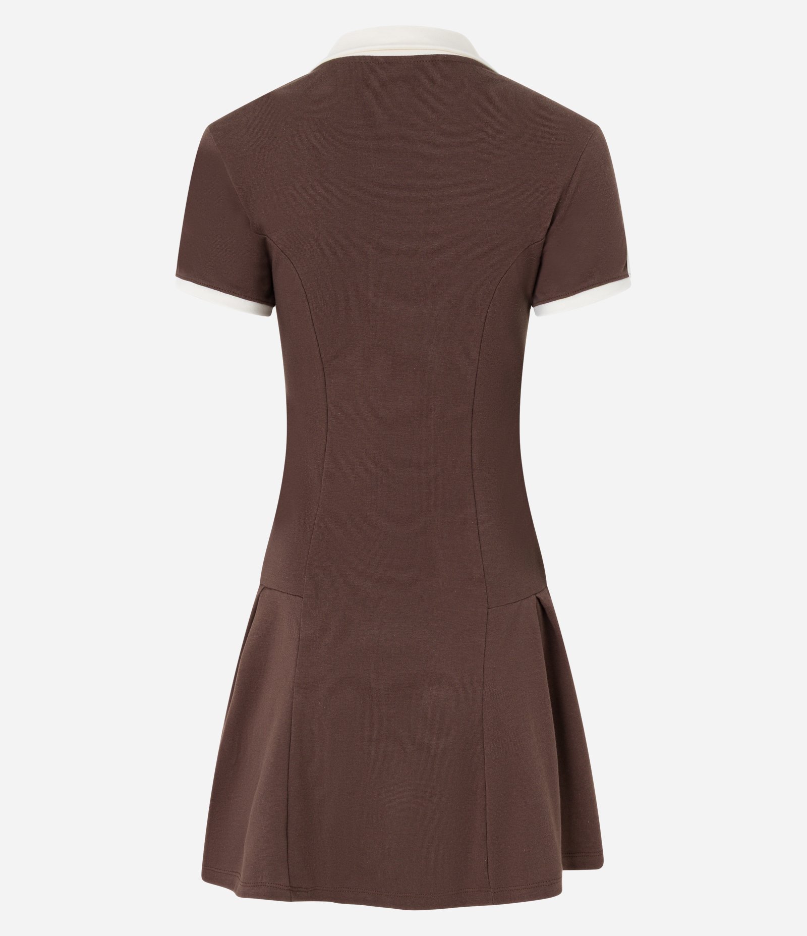 Vestido Curto em Ribana com Gola Polo e Bordado 98 Marrom 6