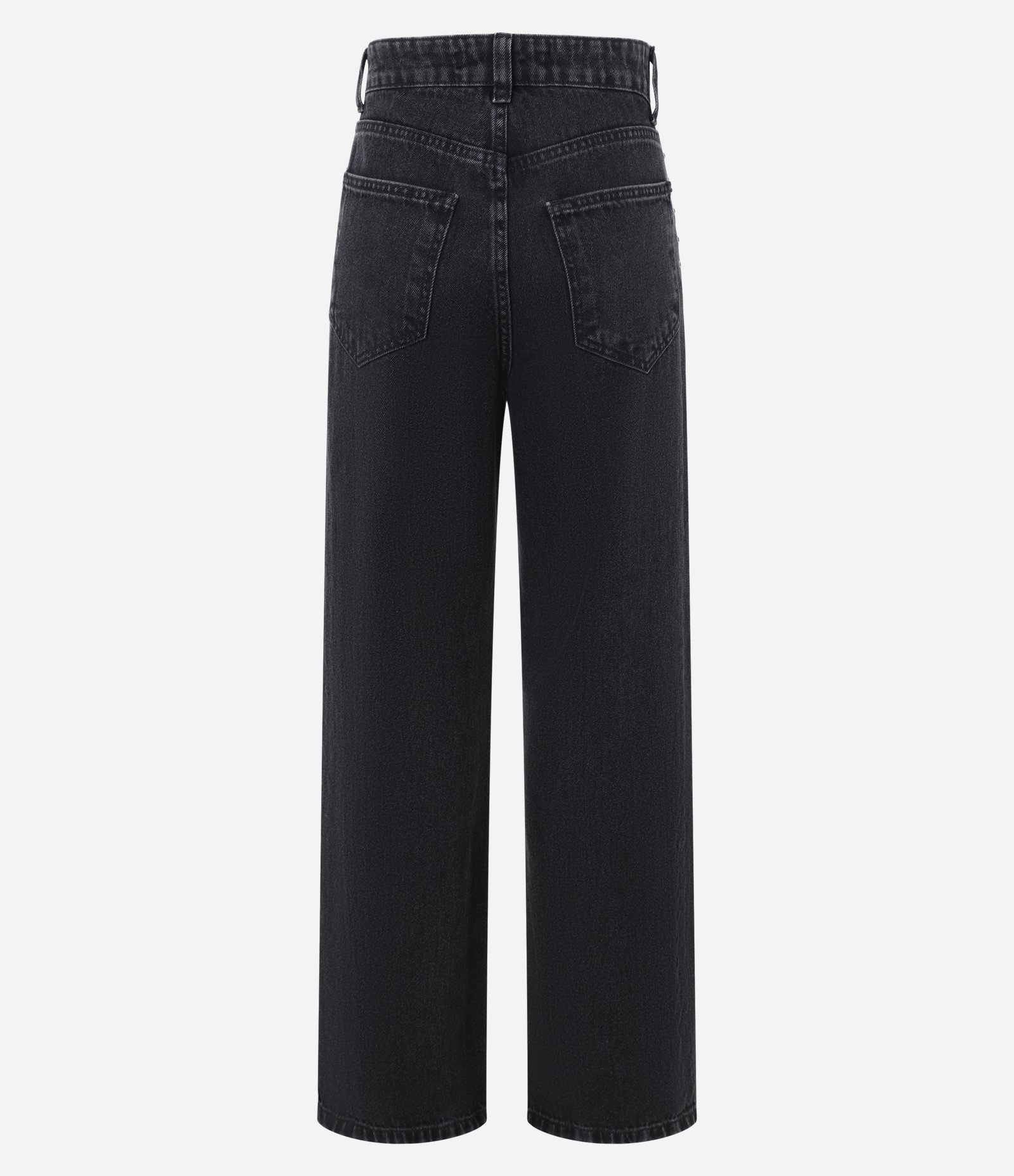 Calça Reta em Jeans com Brilhos na Lateral Preto 3