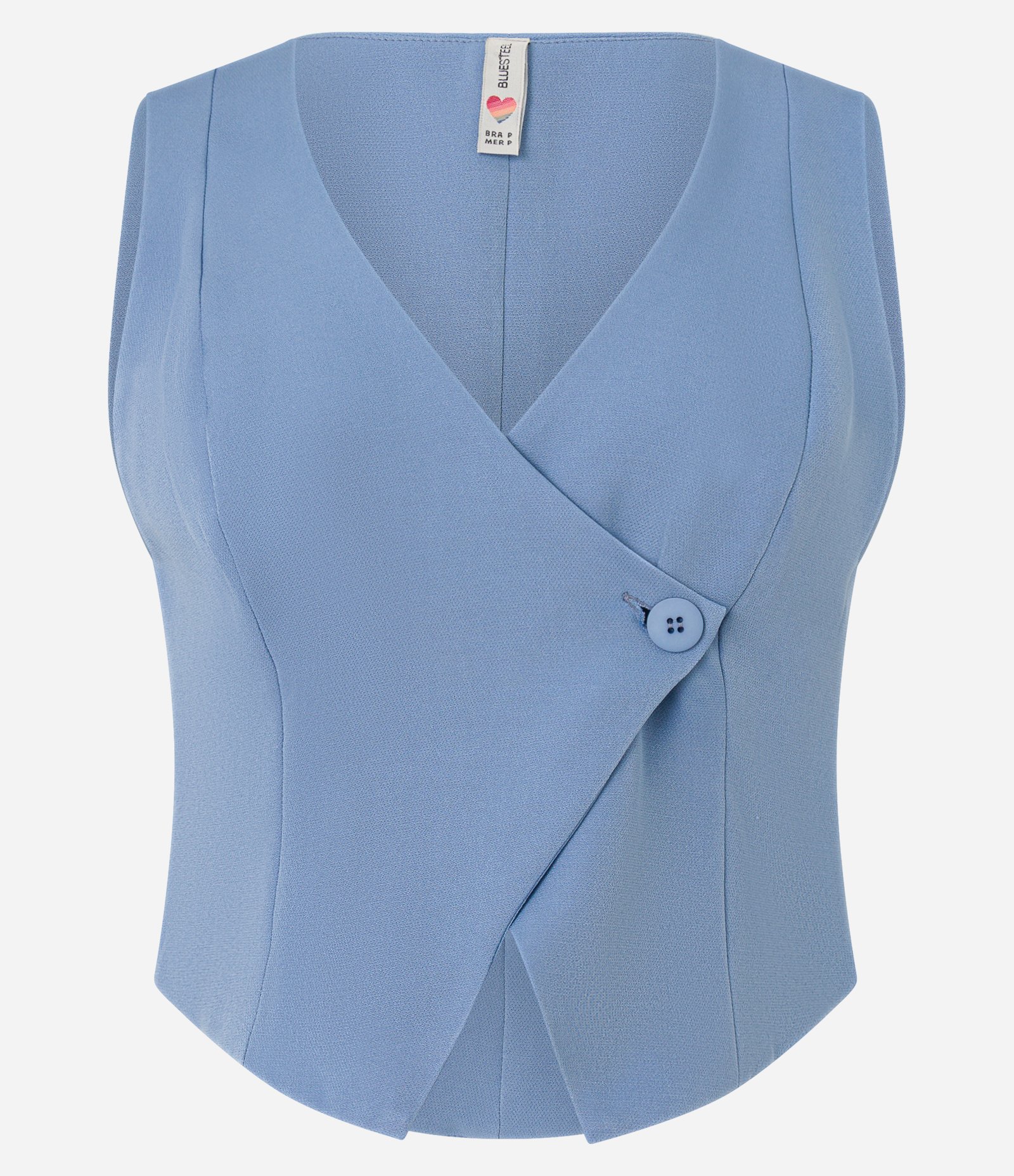 Colete Curto em Alfaiataria com Fechamento Sobreposto Azul 5
