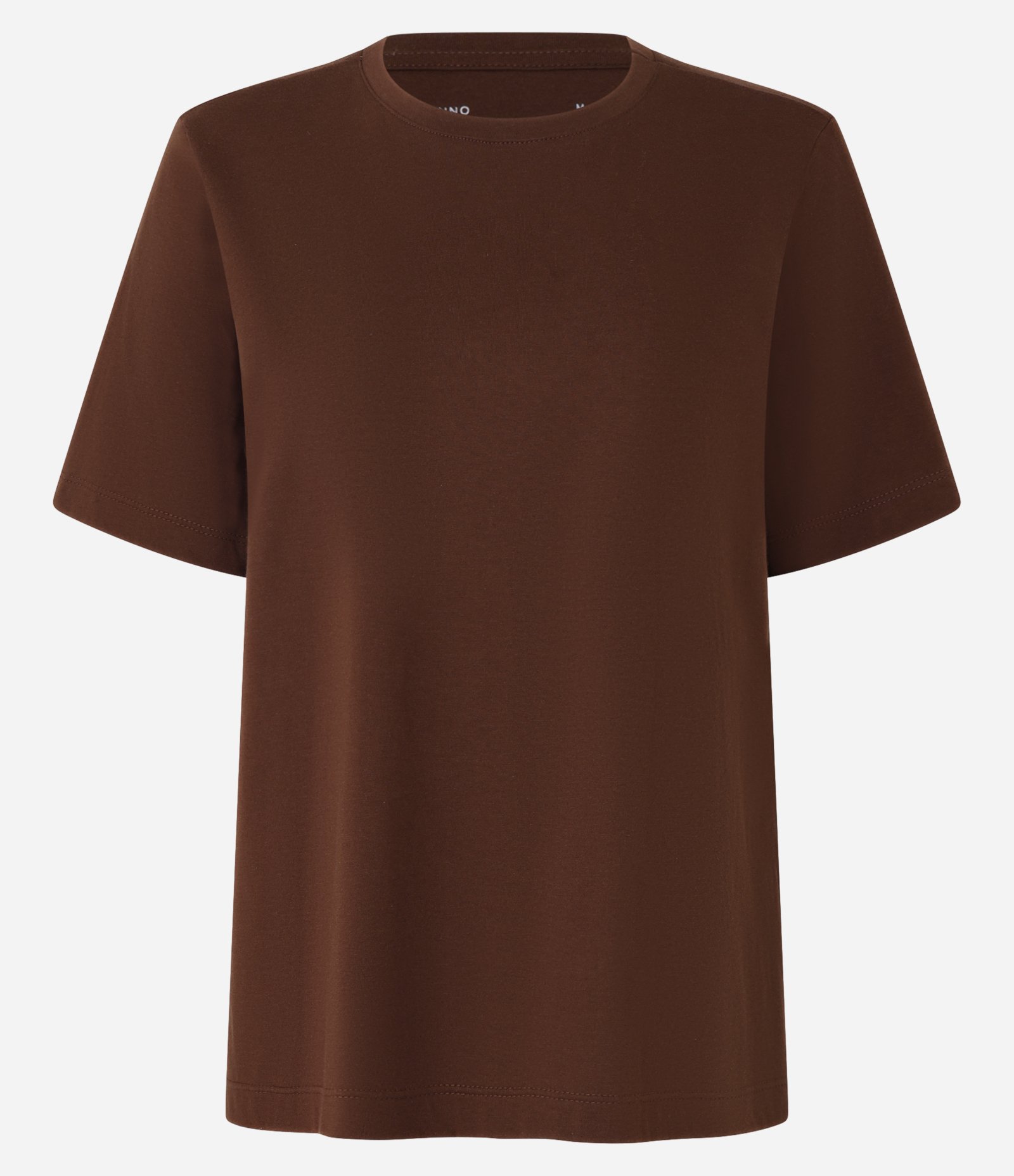 Camiseta Básica em Cotton com Gola Redonda Marrom 5