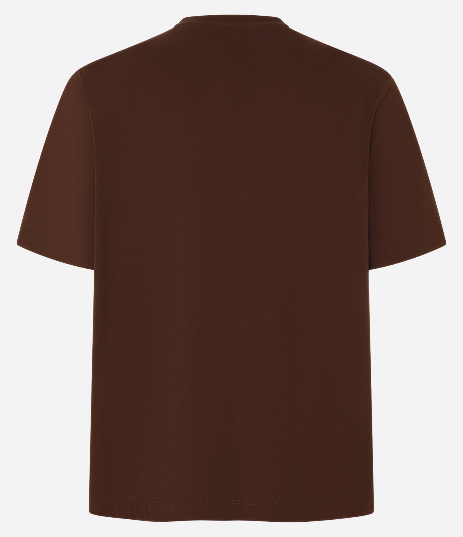 Camiseta Básica em Cotton com Gola Redonda Marrom 6