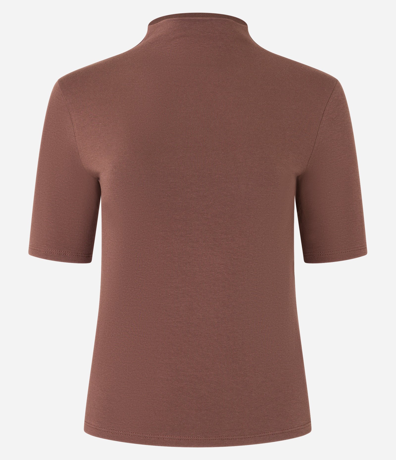 Blusa Básica Ajustada em Algodão com Golinha alta Marrom 5