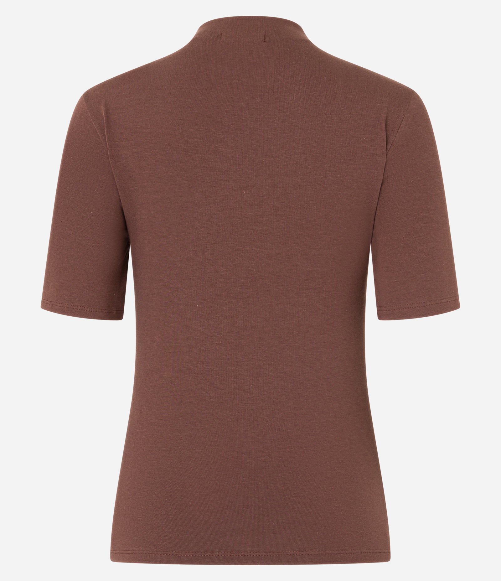 Blusa Básica Ajustada em Algodão com Golinha alta Marrom 6