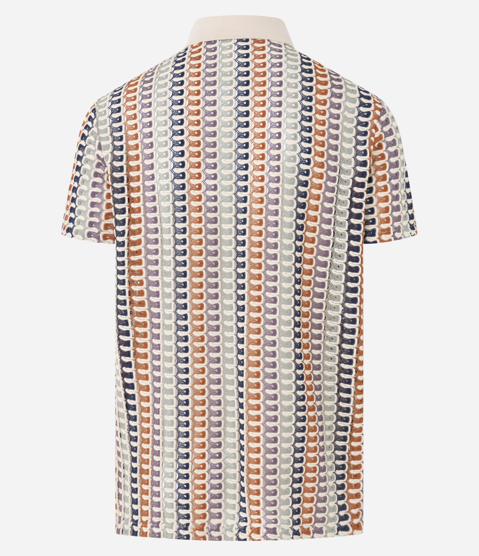 Camisa Polo Comfort em Jacquard com Textura Ondulada Bege 7