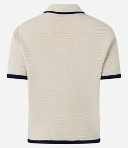 Blusa Comfort em Tricô com Gola Colarinho e Detalhes Contrastantes
