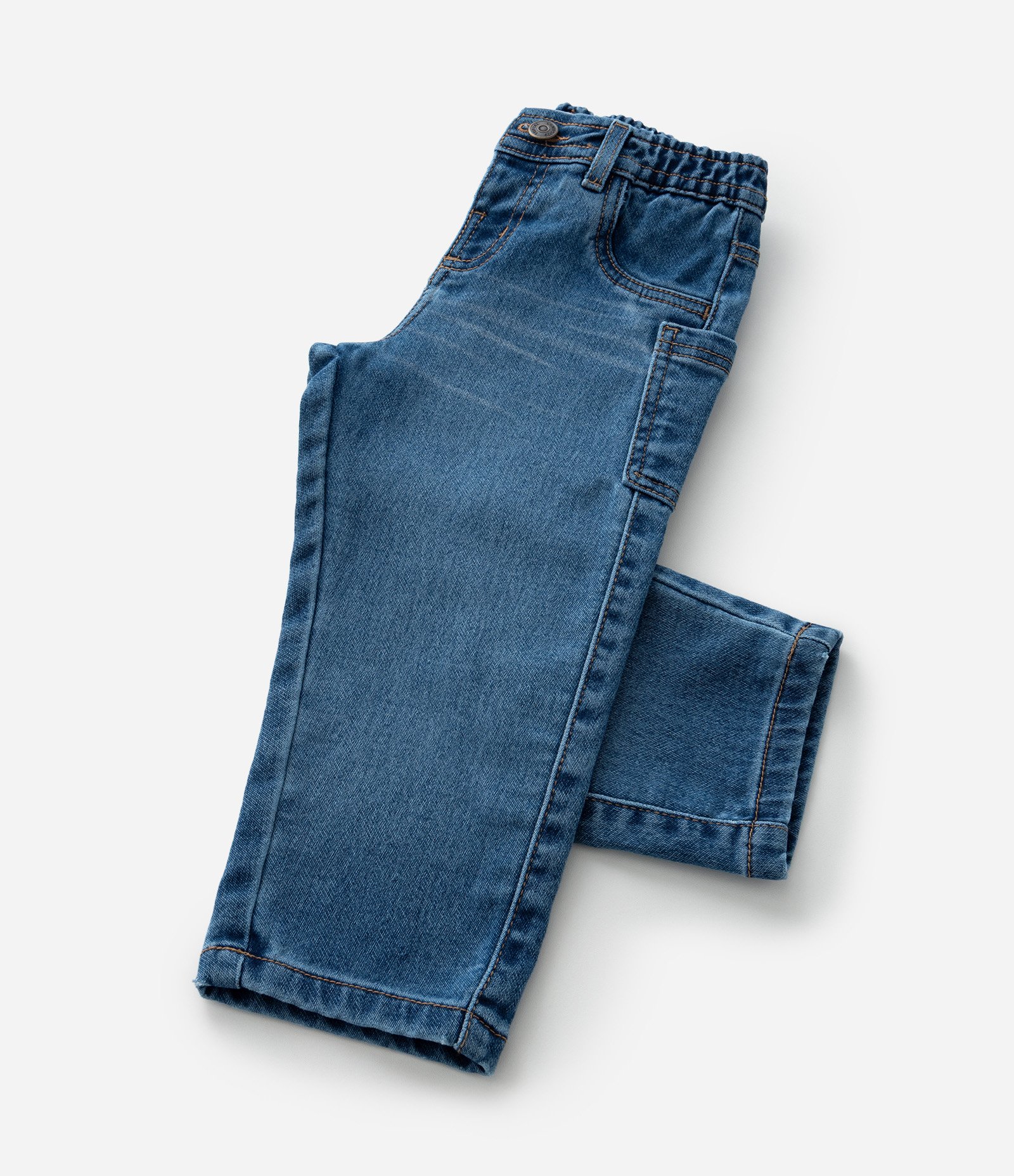 Calça Infantil em Jeans com Bolsos Laterais - Tam 1 a 6 Anos Azul 4