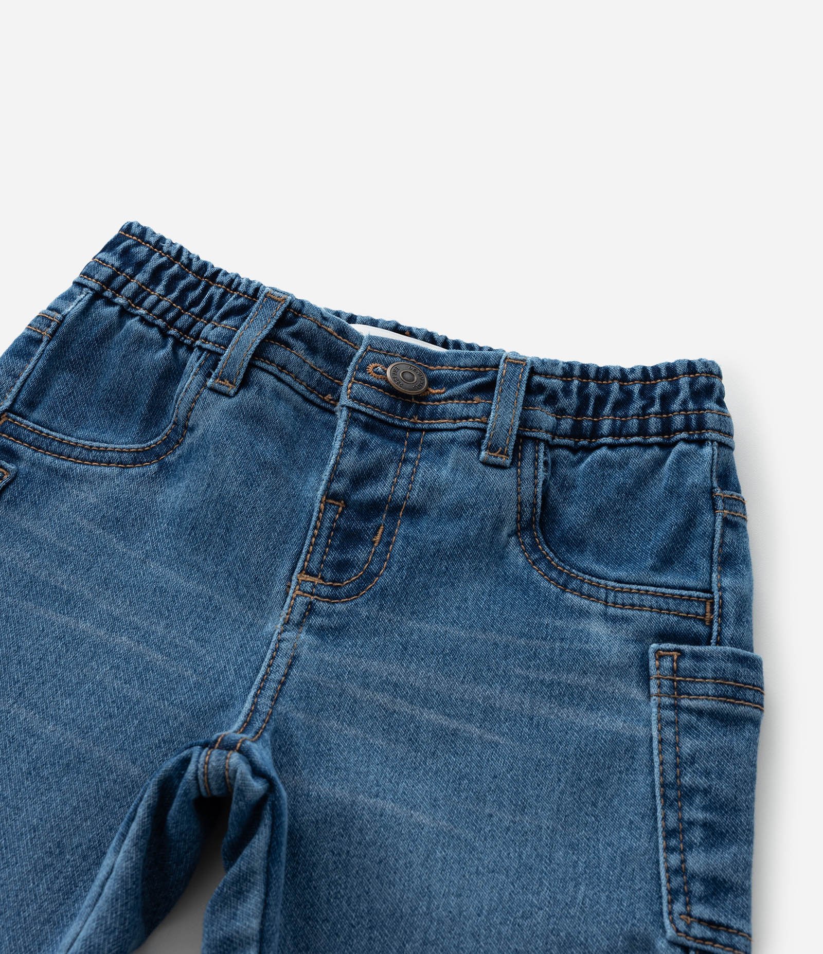Calça Infantil em Jeans com Bolsos Laterais - Tam 1 a 6 Anos Azul 5